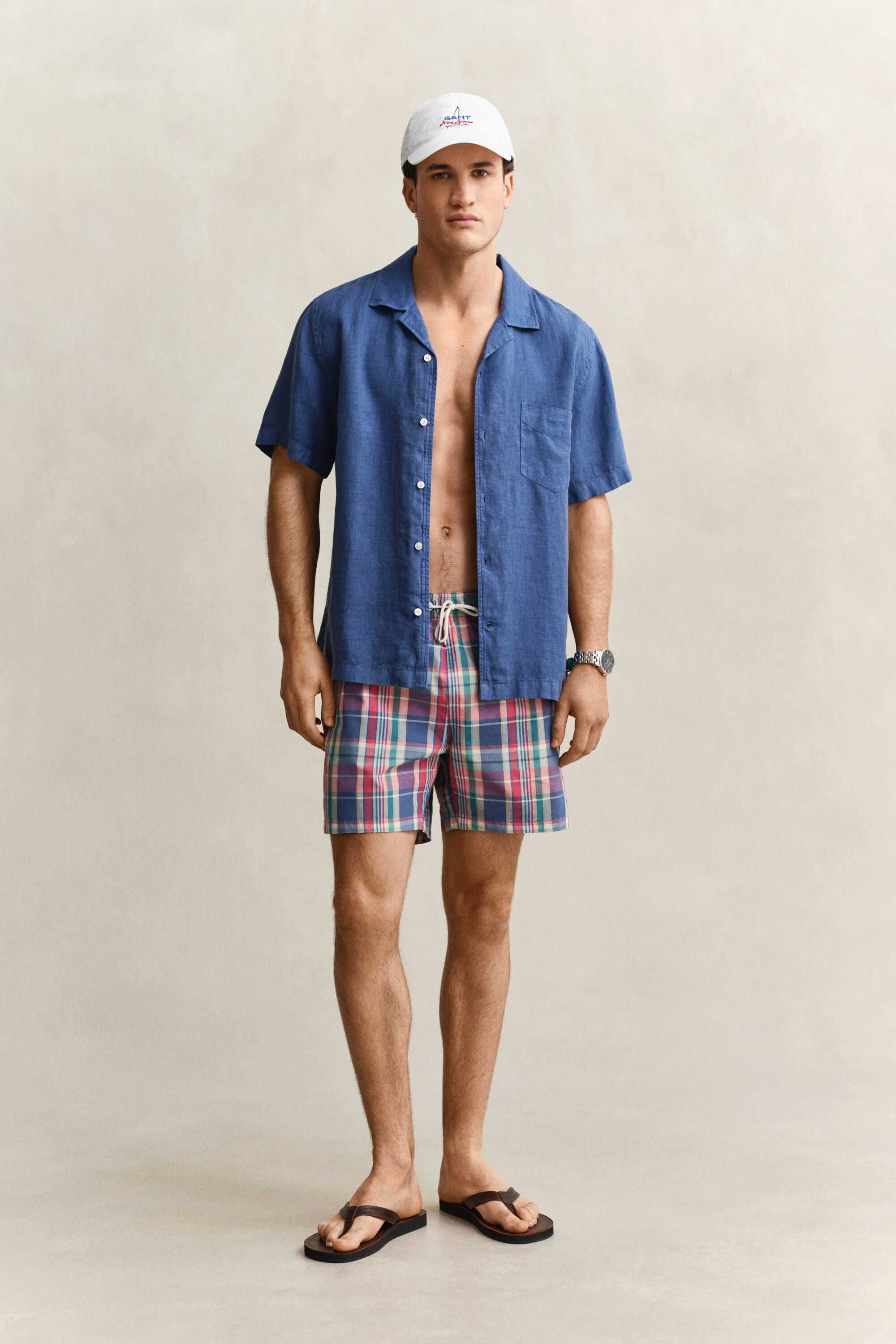 Madras-ternede badeshorts
