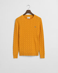 Crewneck sweater af bomuld med kabelstrik