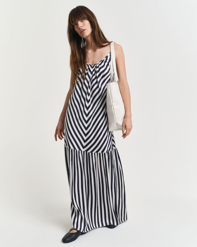 Chevron-stribet maxi kjole