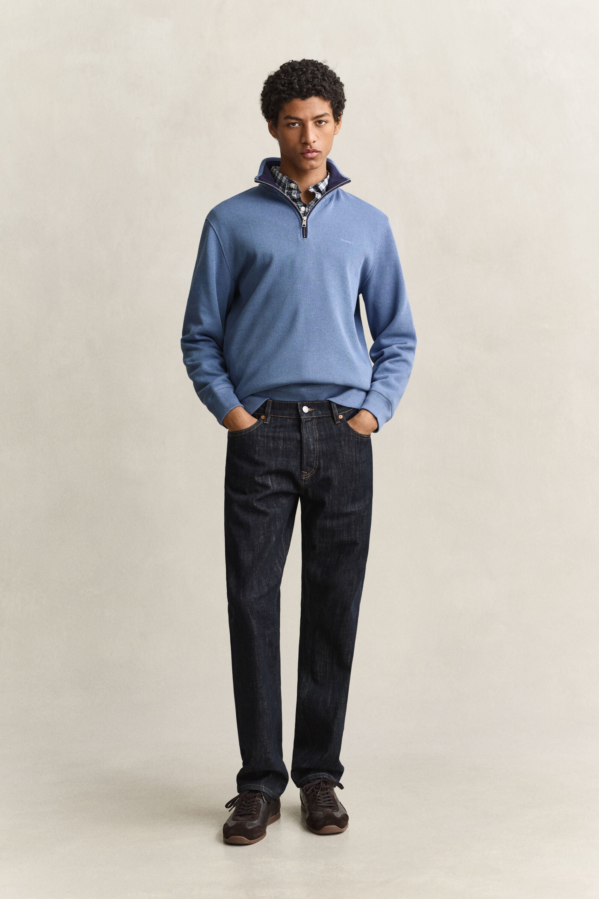 Sacker Rib sweatshirt med halv lynlås
