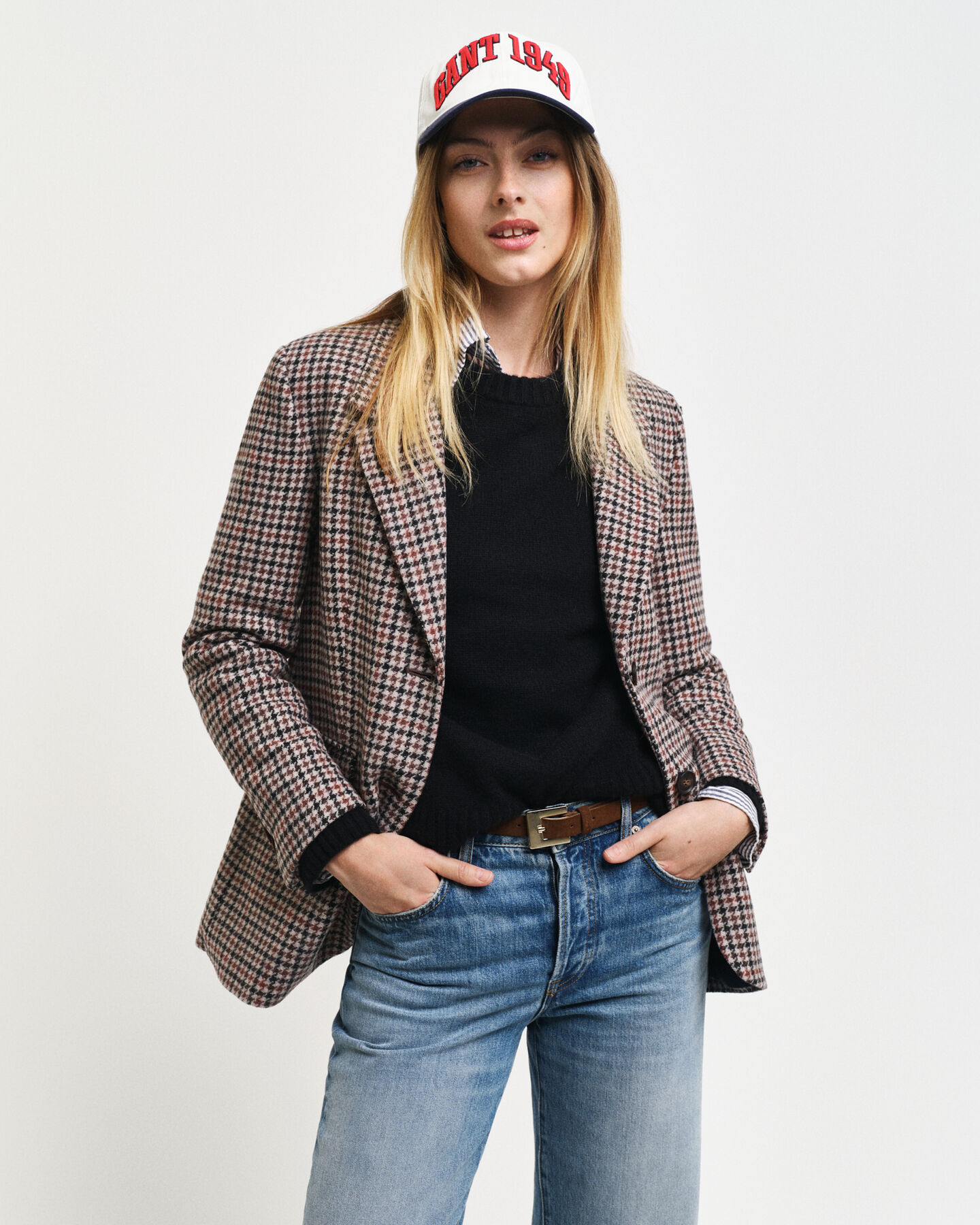 Regular fit houndstooth blazer