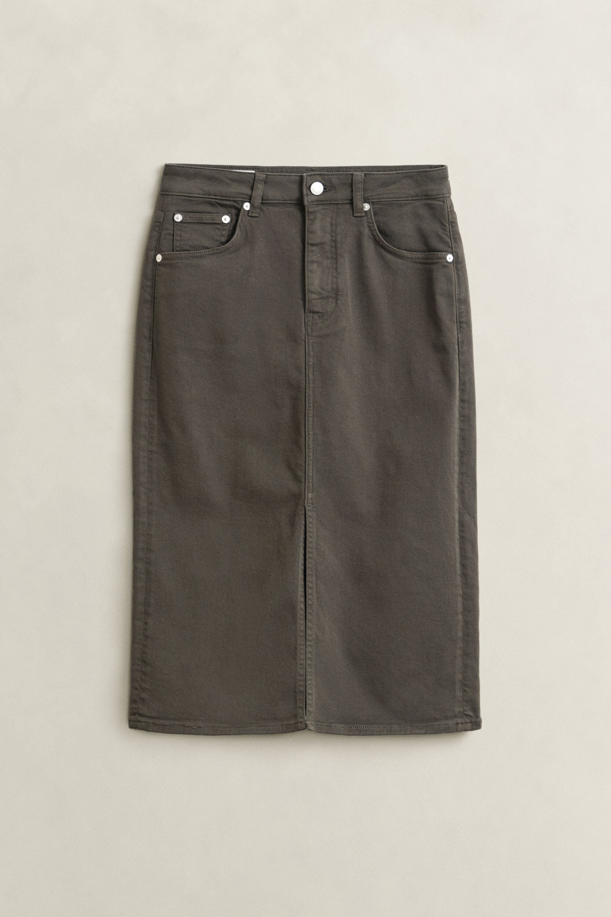 Farvet pencil-nederdel i twill