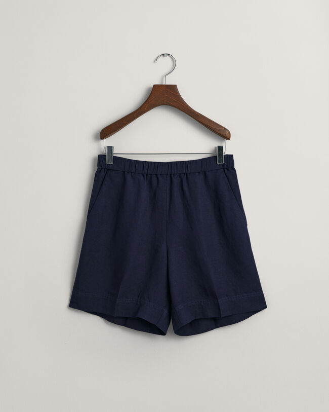 Relaxed fit pull-on shorts i hørblanding