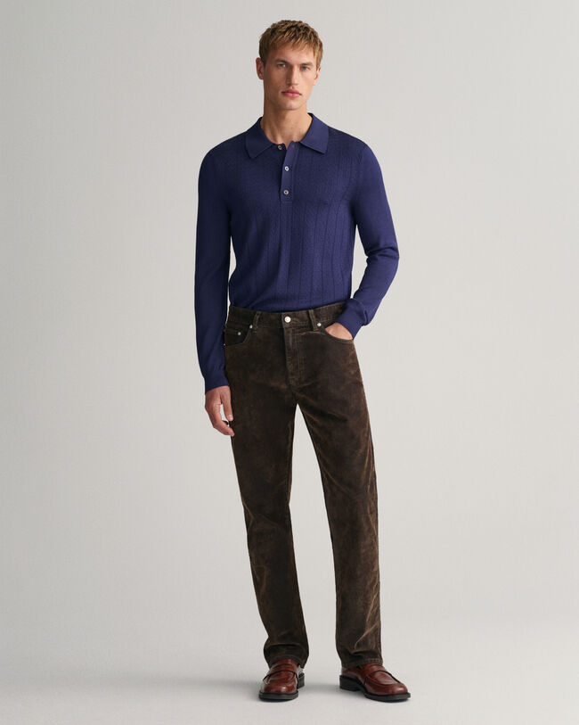 Skinnende polosweater i polyester