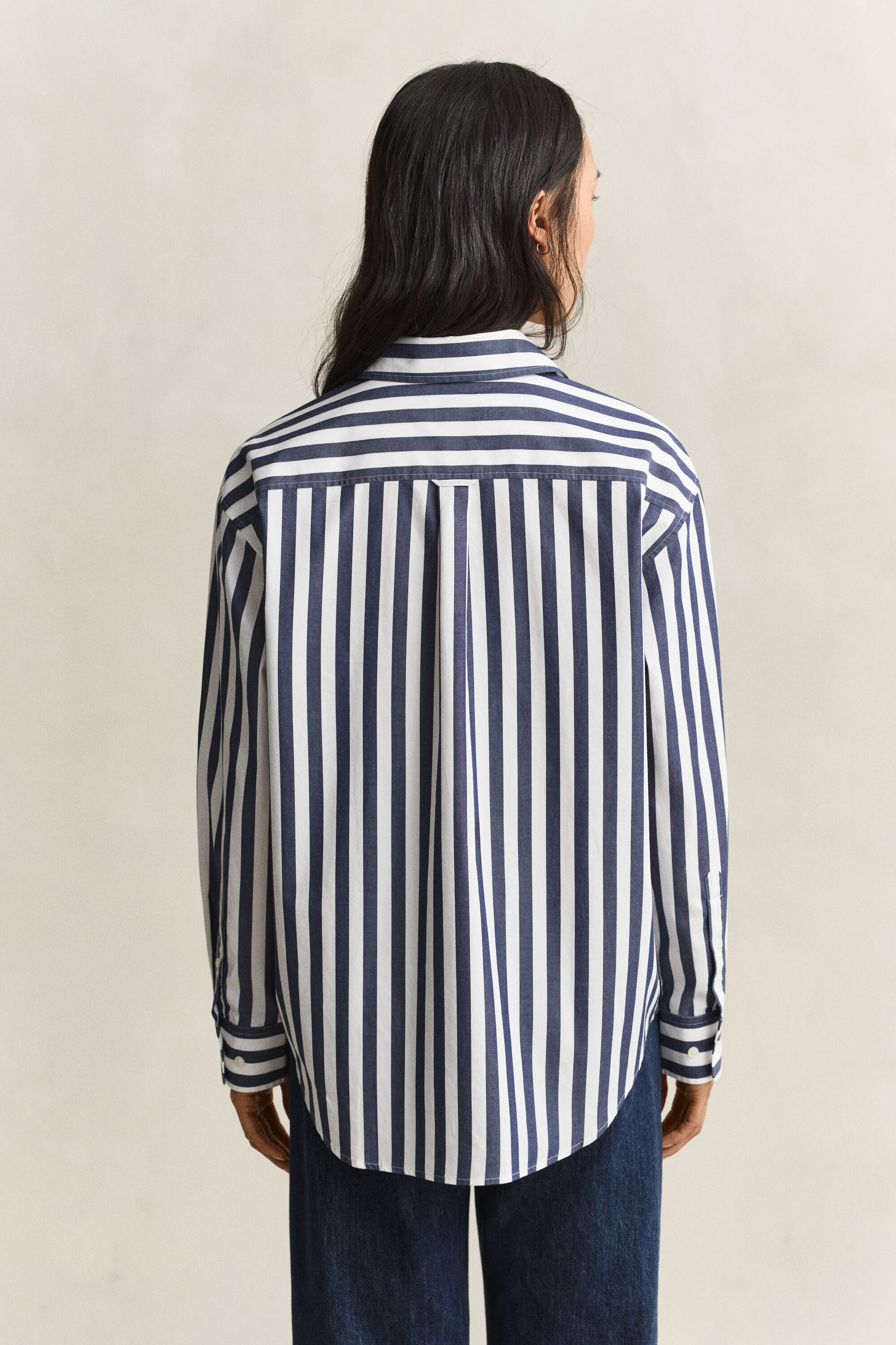 Relaxed poplin skjorte med striber