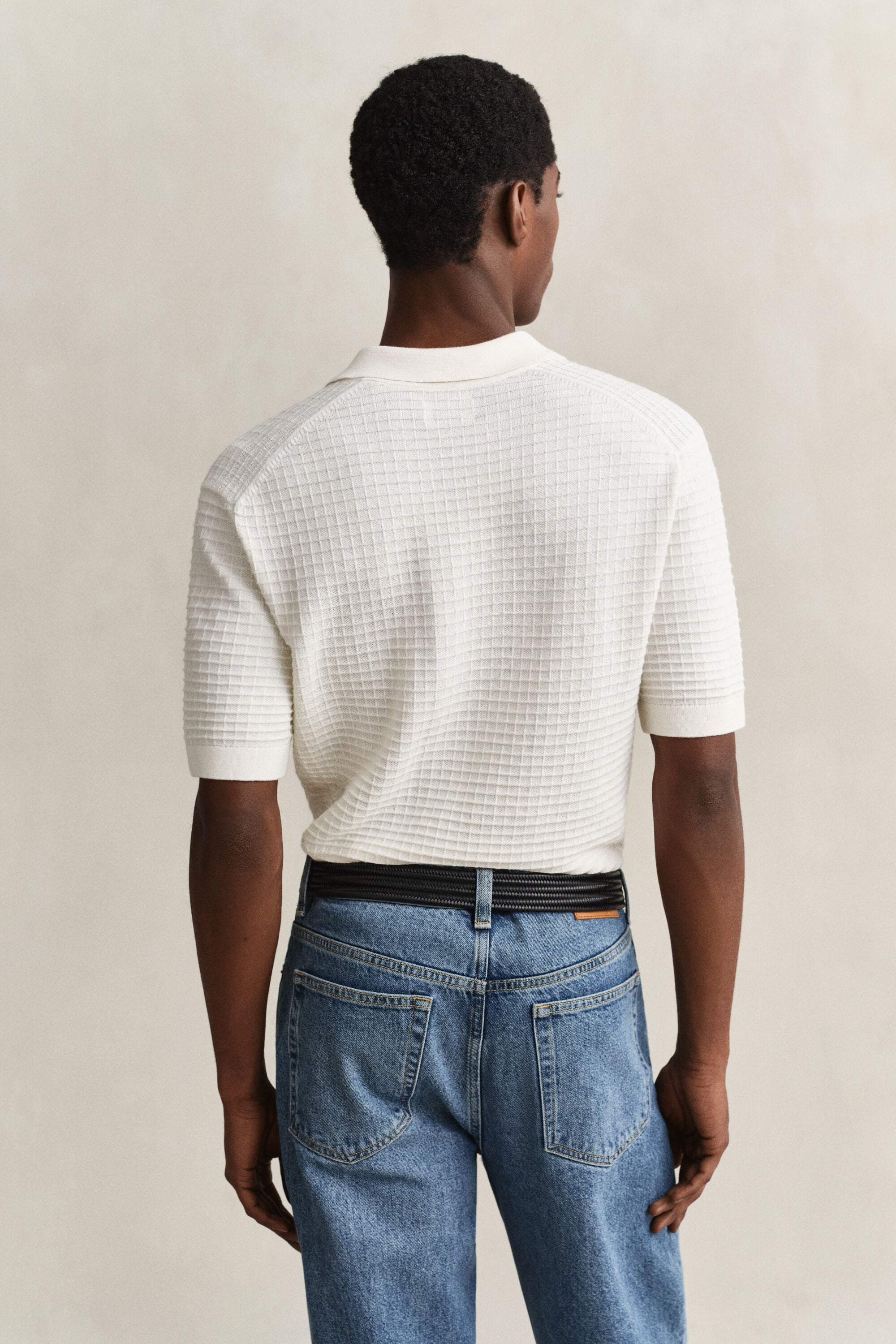 Tekstureret polosweater