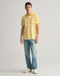 Piqu&eacute; poloskjorte med brede striber