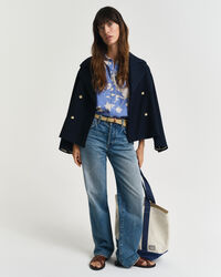 Regular fit skjorte med blomstertryk og hør