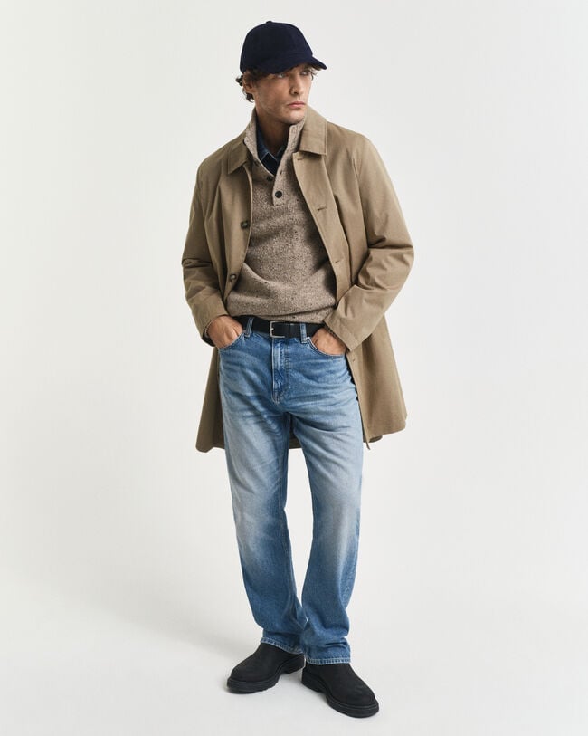 Halvknappet sweater med nister i uldblanding