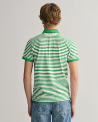 Stribet piqu&eacute; poloskjorte