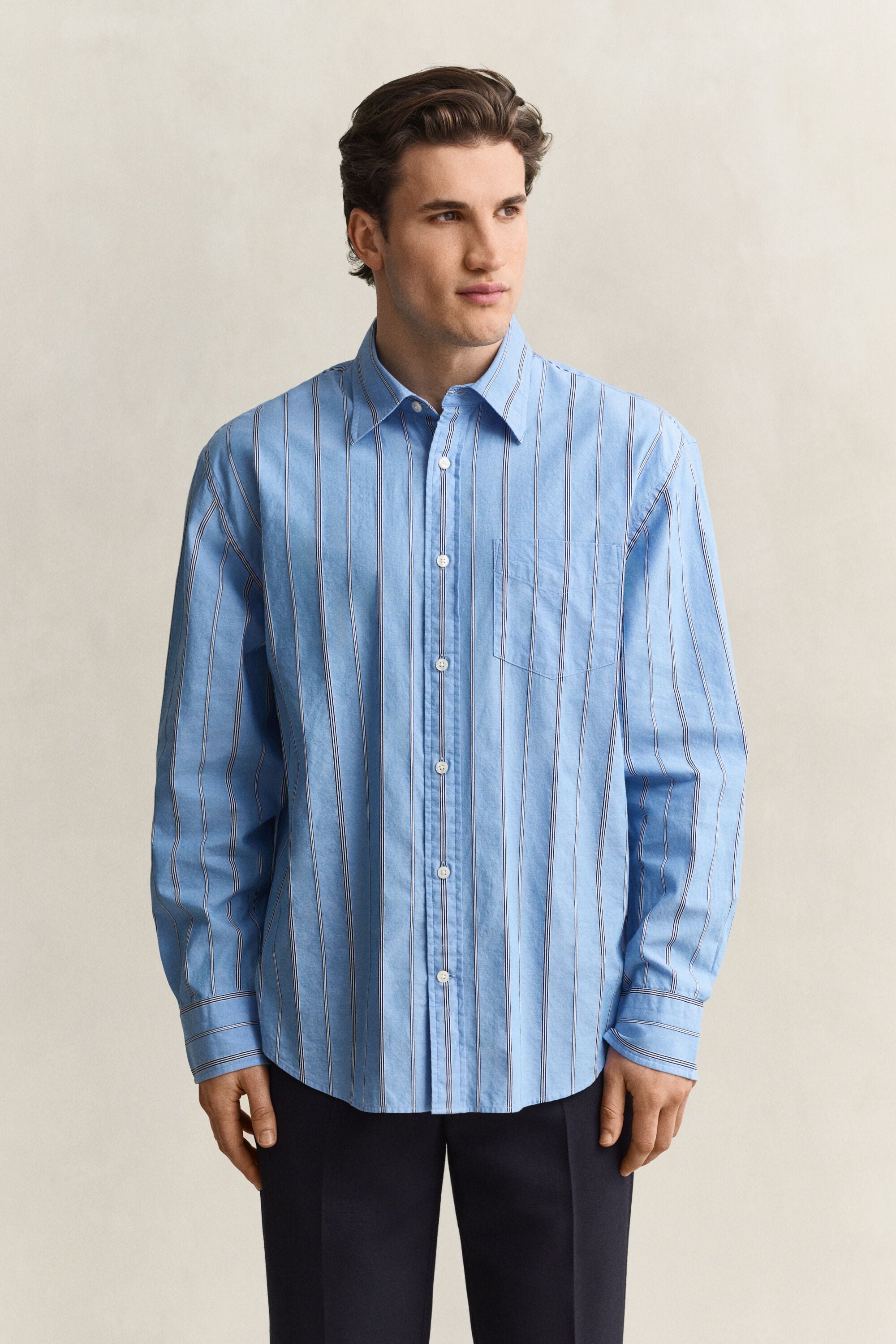 Relaxed fit dobby-stribet skjorte