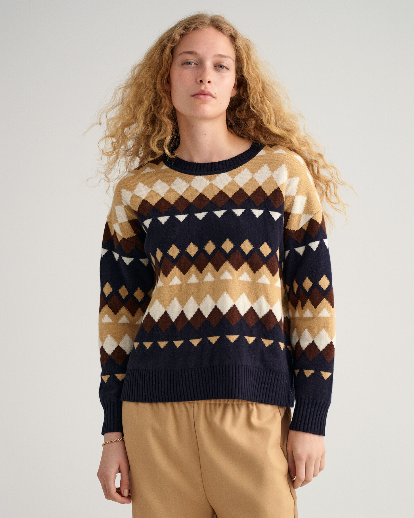 Fairisle sweater med crewneck