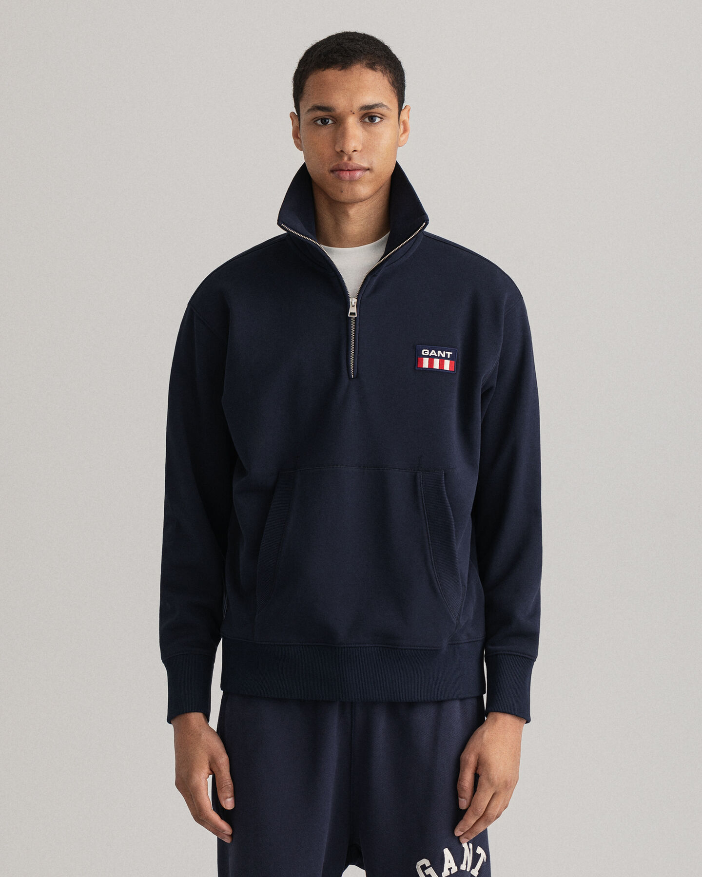 Retro Flag sweater med halv lynlås