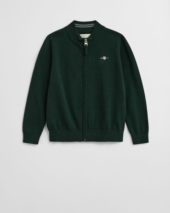 Kids Shield cardigan i bomuld med lynlås