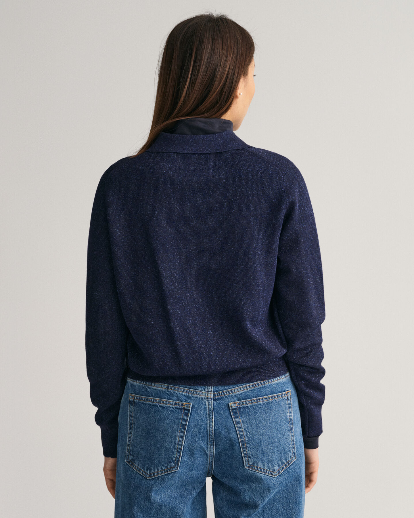 Metallisk polosweater