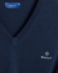 Classic sweater i bomuld med V-hals