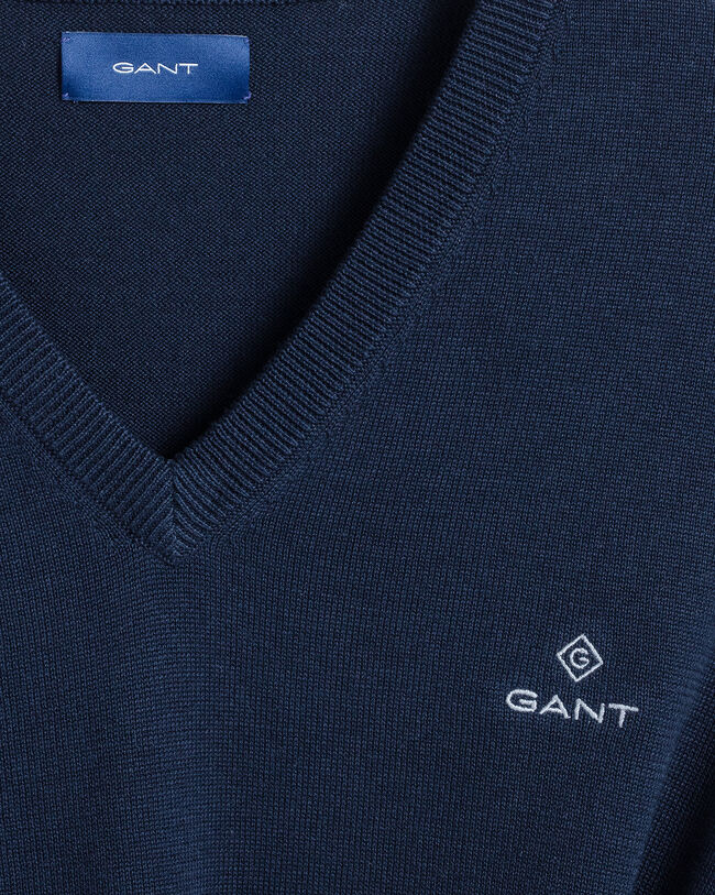 Classic sweater i bomuld med V-hals