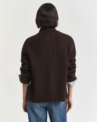 Kabelstrikket cardigan med lynlås