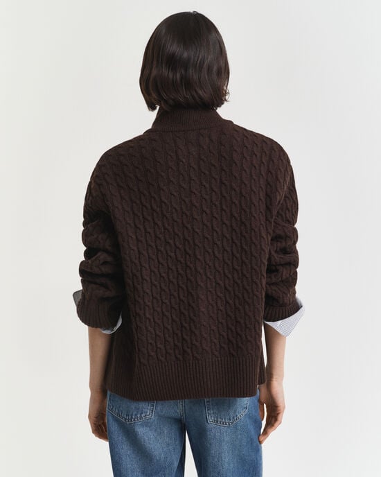 Kabelstrikket cardigan med lynlås