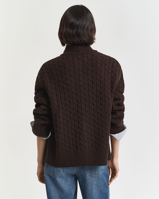 Kabelstrikket cardigan med lynlås