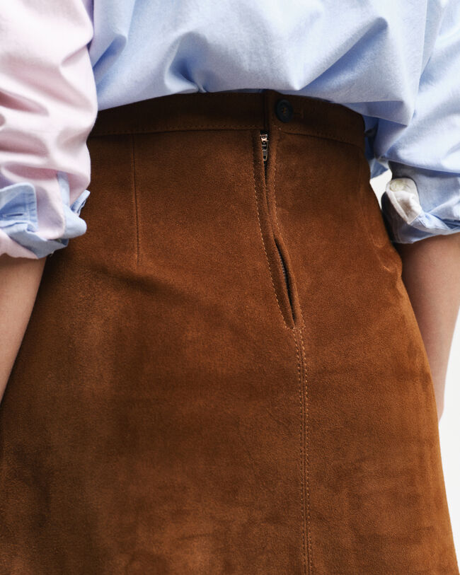 Nederdel i ruskindslæder