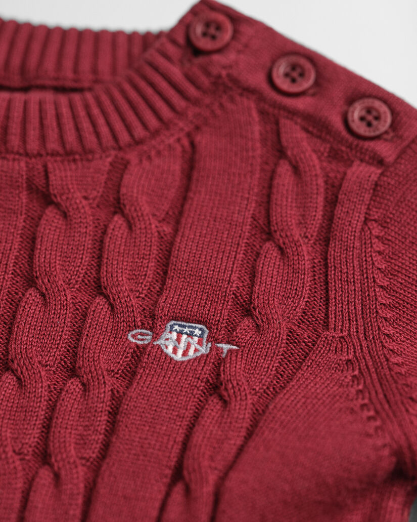 Baby Girls kjole i bomuld med kabelstrik