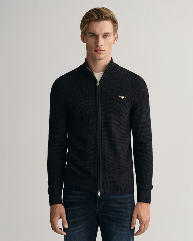 Tekstureret cardigan af bomuld