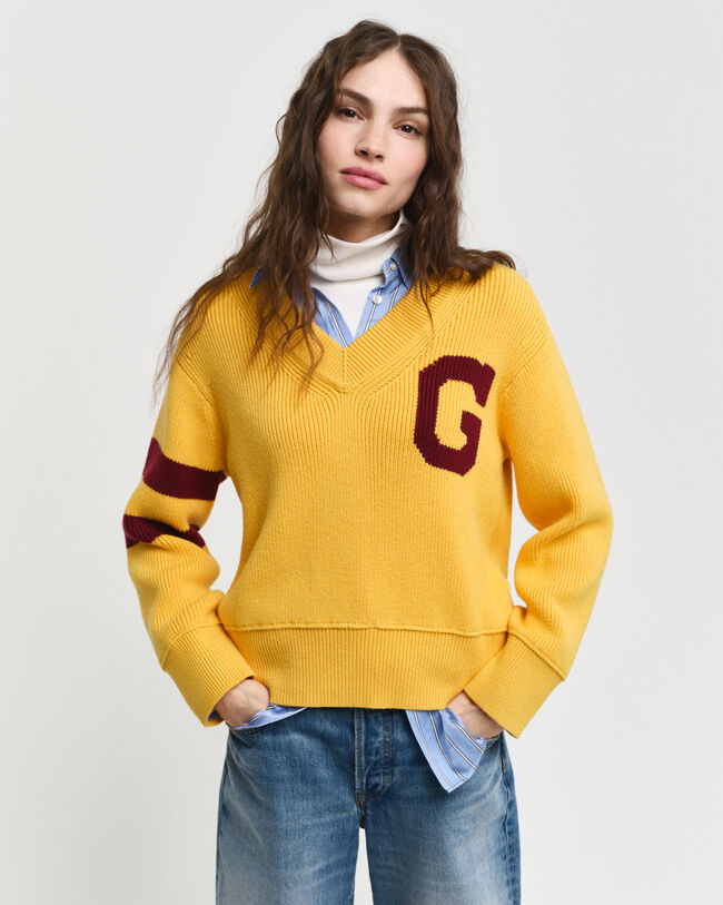 GANT Varsity sweater med V-hals