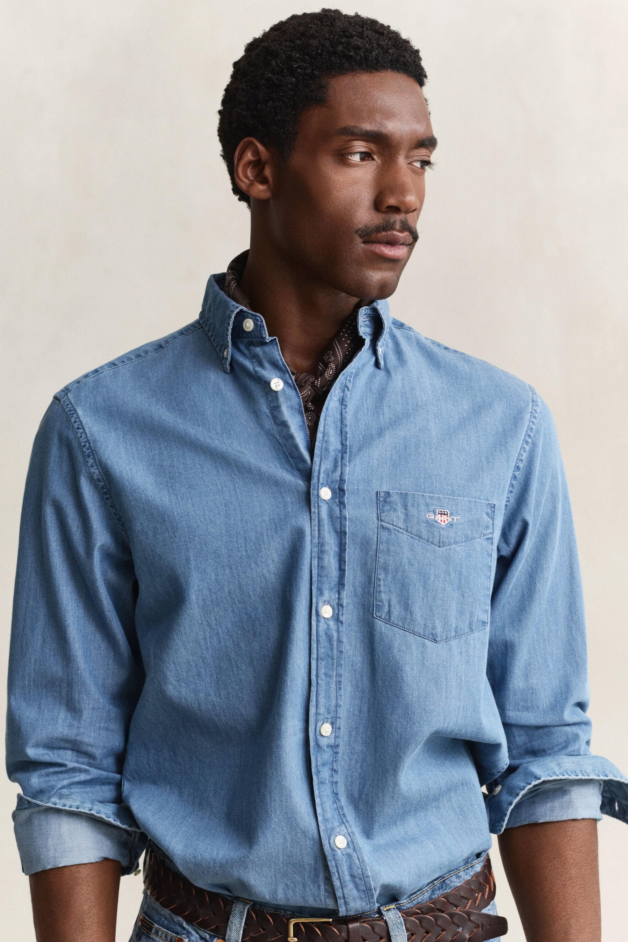 Regular fit indigo-skjorte