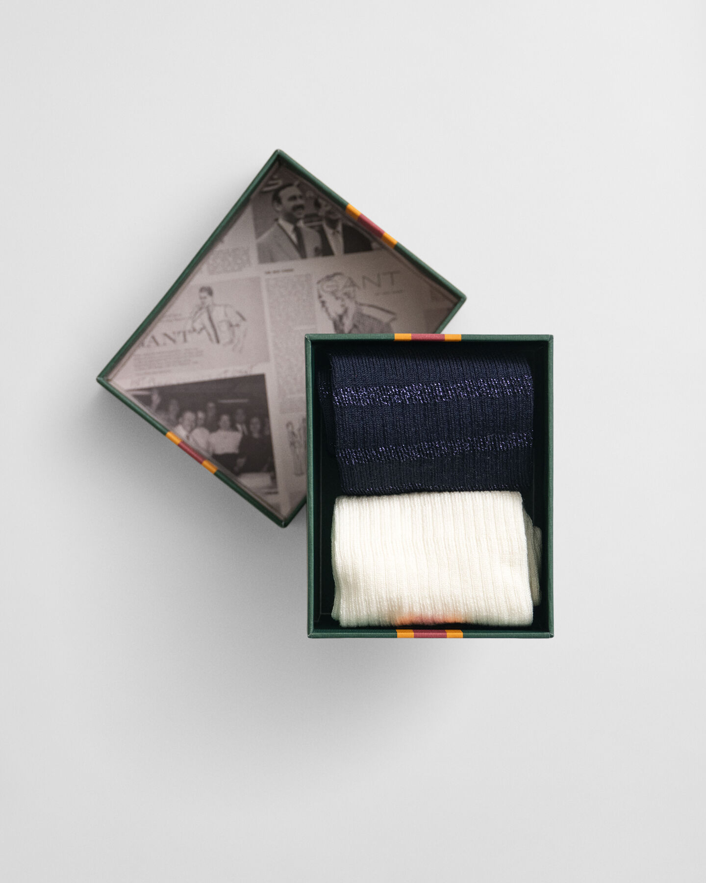 2-Pack metallisk stribede sokker med gaveæske