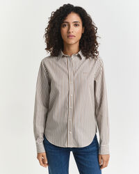 Regular fit klassisk stribet poplin-skjorte