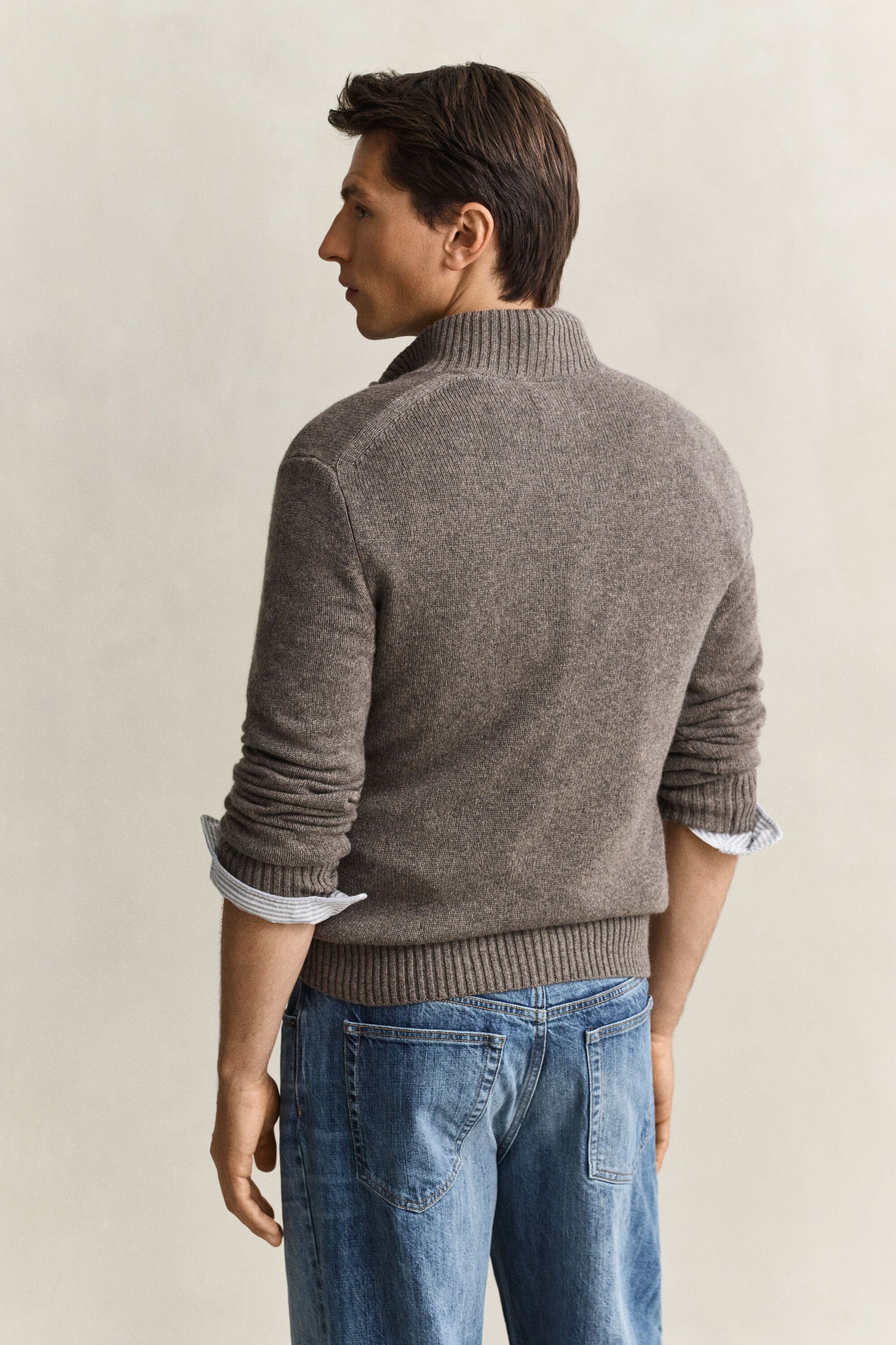 Kashmir sweater med halv lynlås