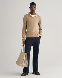 Open Polo sweater af bomuld og hør