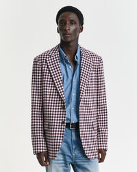 Regular fit ternet blazer i bomuldsblanding