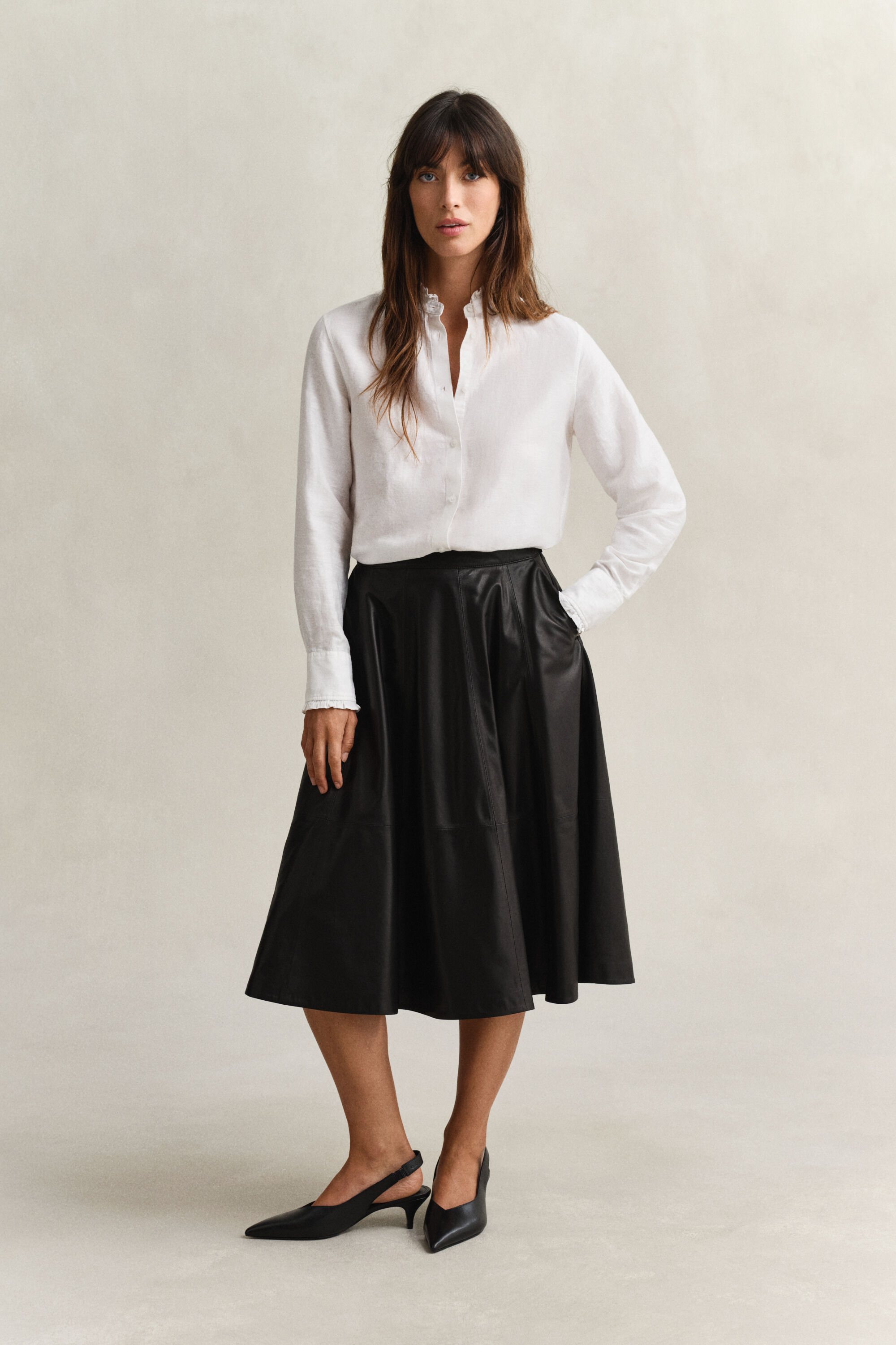 Flæset bluse af hørblanding