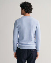 Mikro-tekstureret crewneck sweater af bomuld