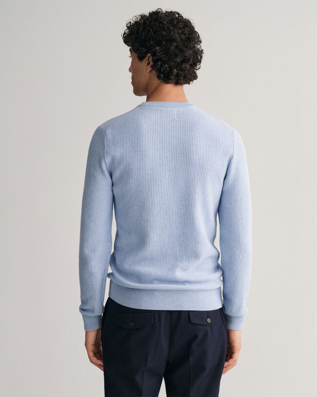 Mikro-tekstureret crewneck sweater af bomuld