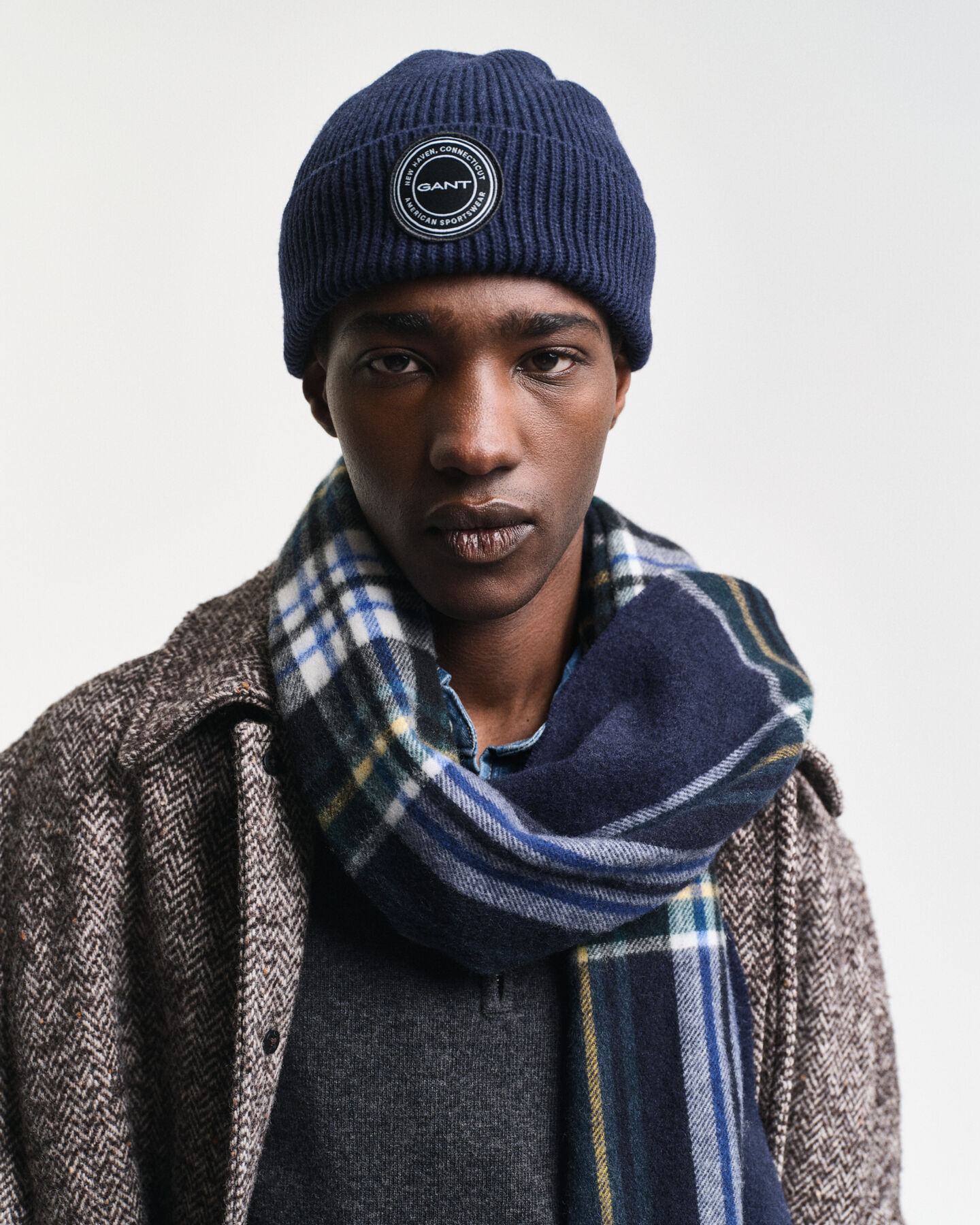 Strikket beanie af uld