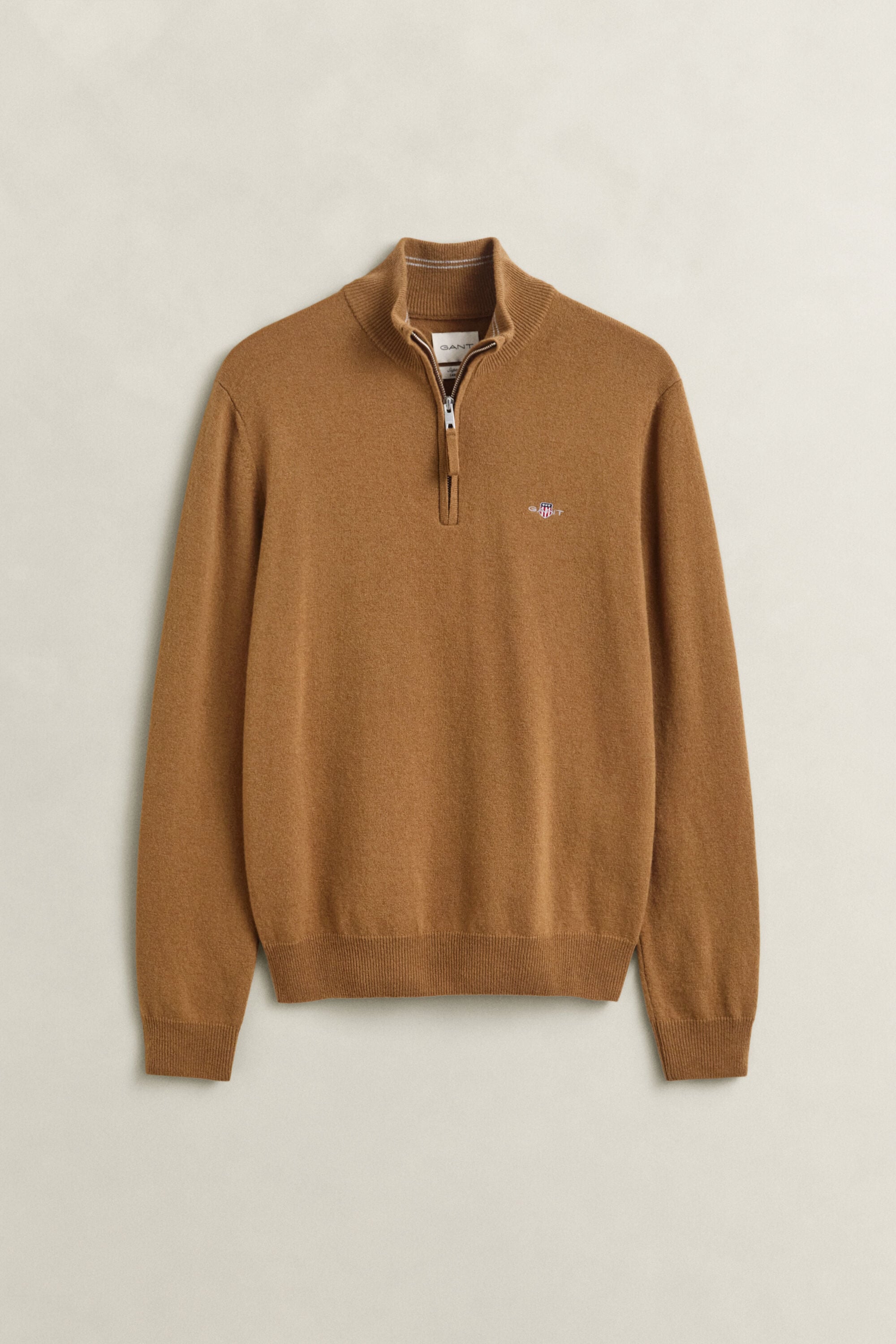 Sweater i lammeuld med halv lynlås