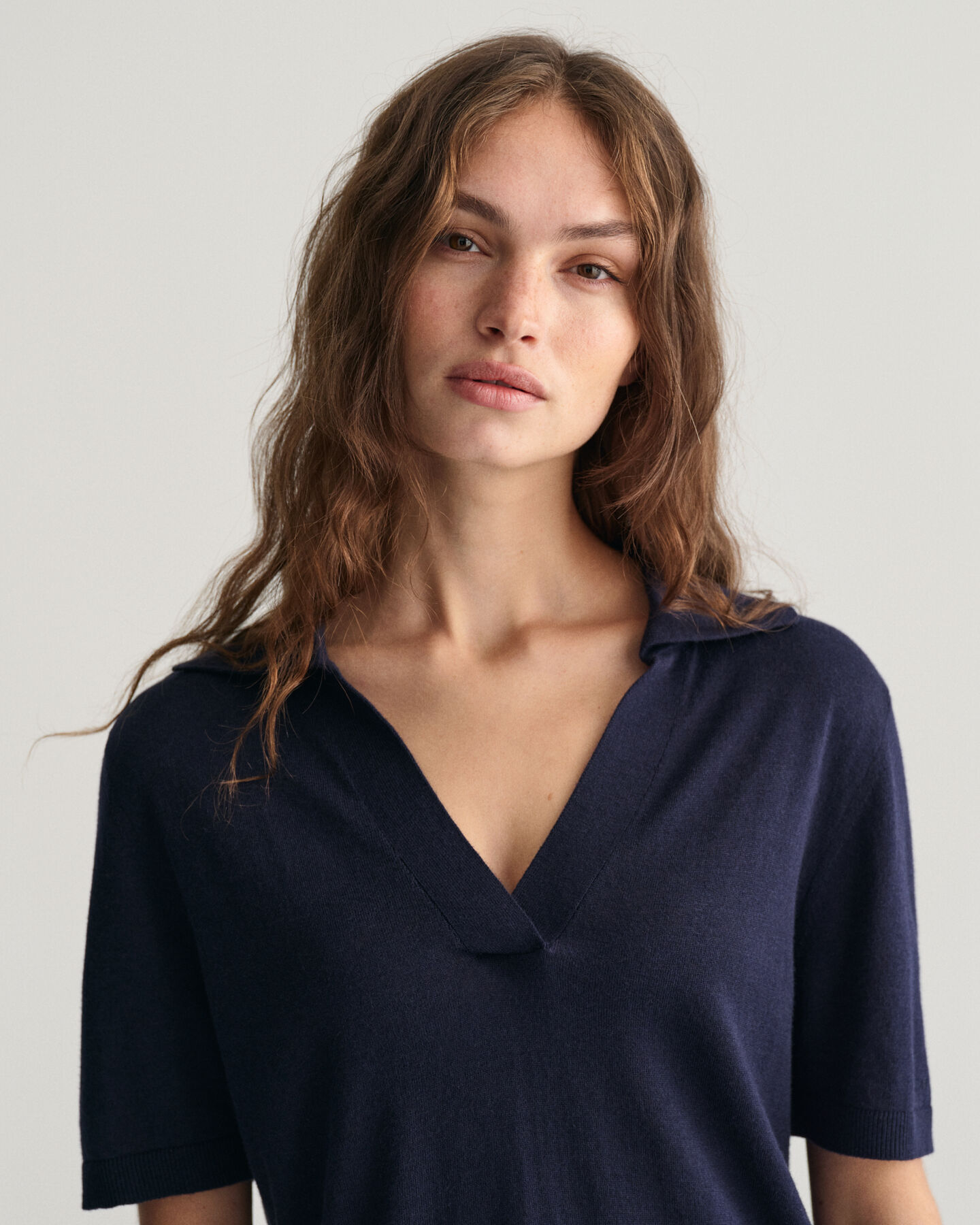 Fint strikket Rugger med korte &aelig;rmer