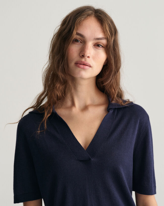 Fint strikket Rugger med korte &aelig;rmer