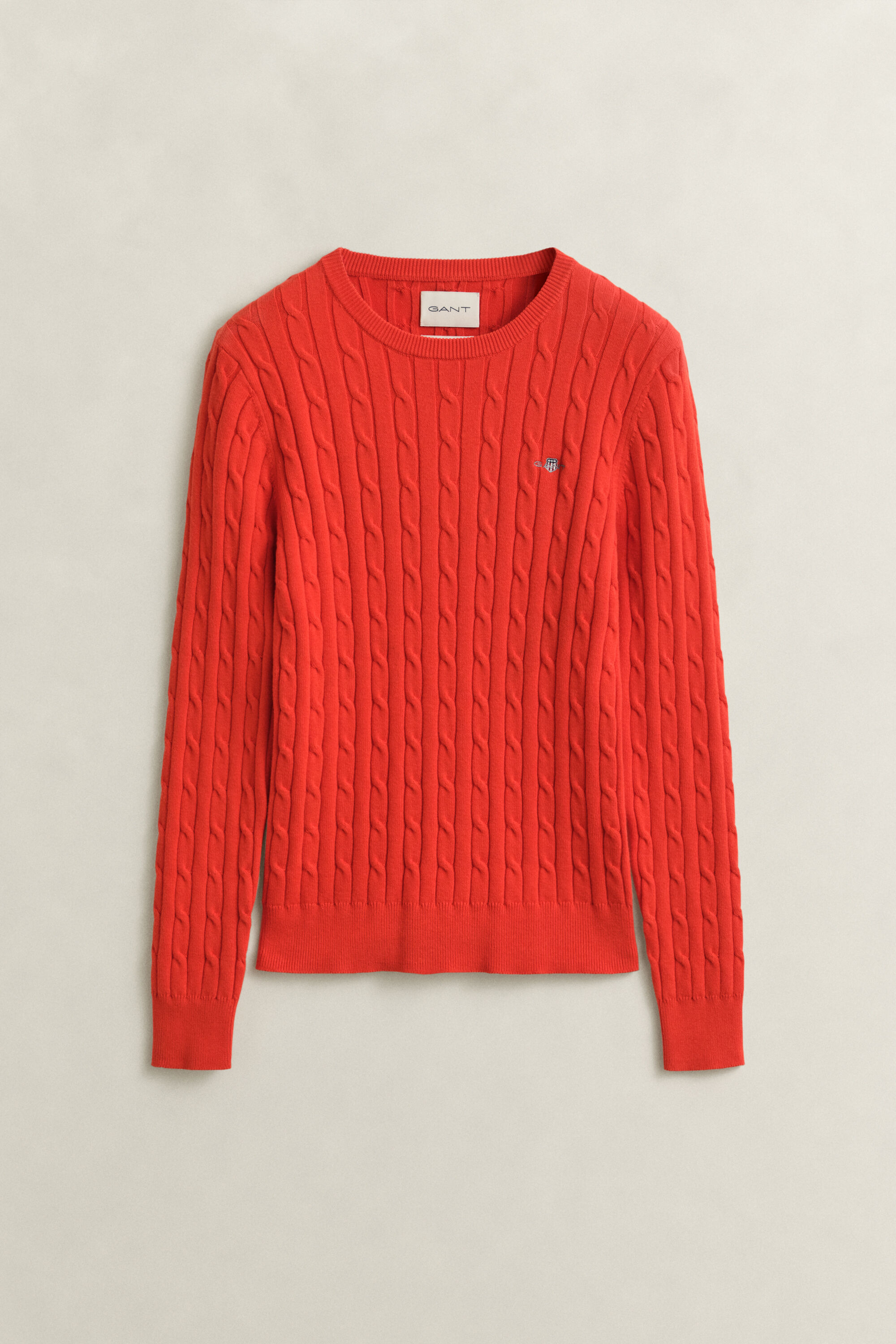 Crewneck sweater med kabelstrik