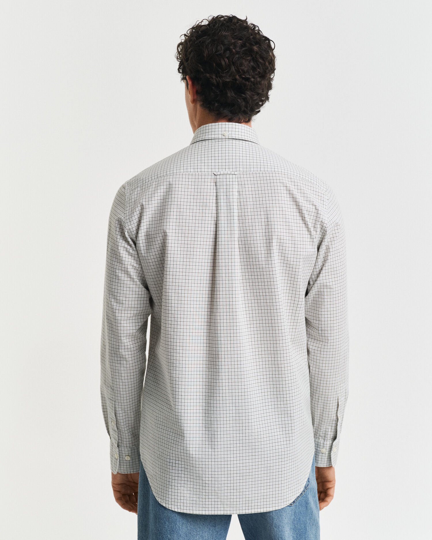 Regular fit klassisk poplin-skjorte med tern