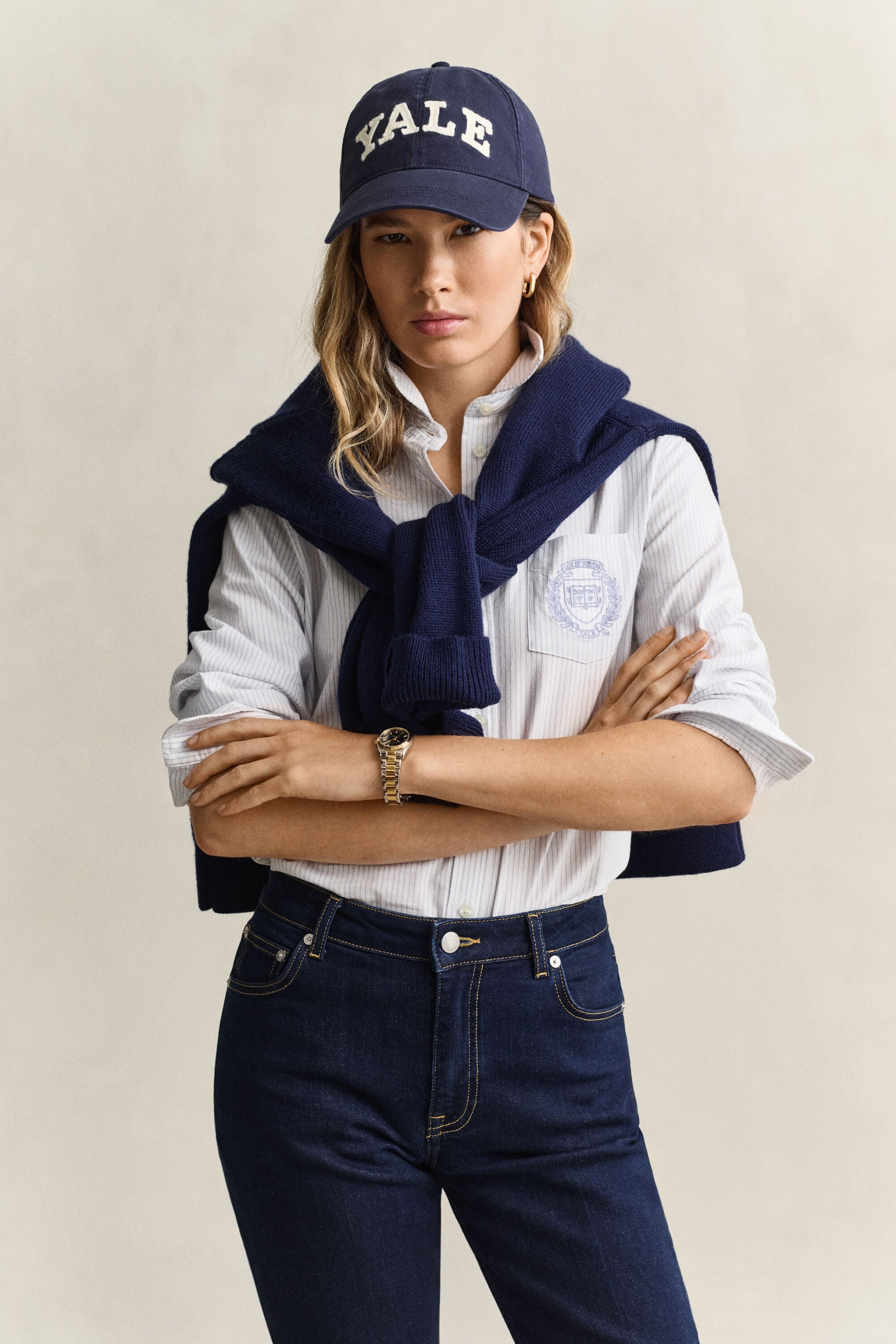 Gant x Yale stribet Oxford skjorte