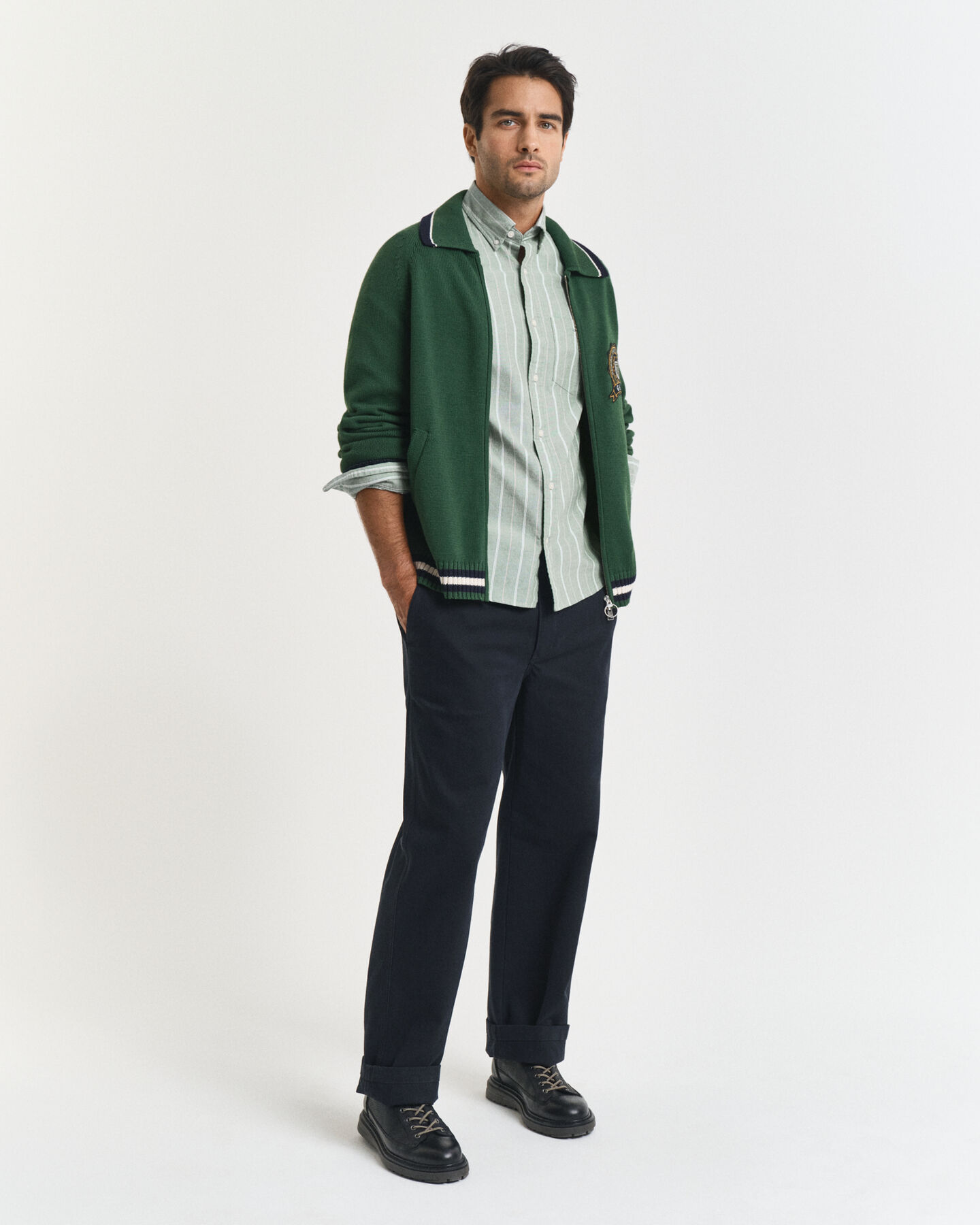 Regular fit klassisk stribet Oxford-skjorte