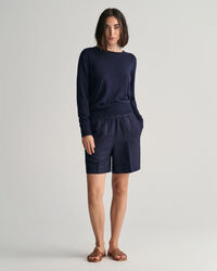 Relaxed fit pull-on shorts i hørblanding