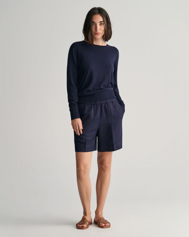 Relaxed fit pull-on shorts i hørblanding