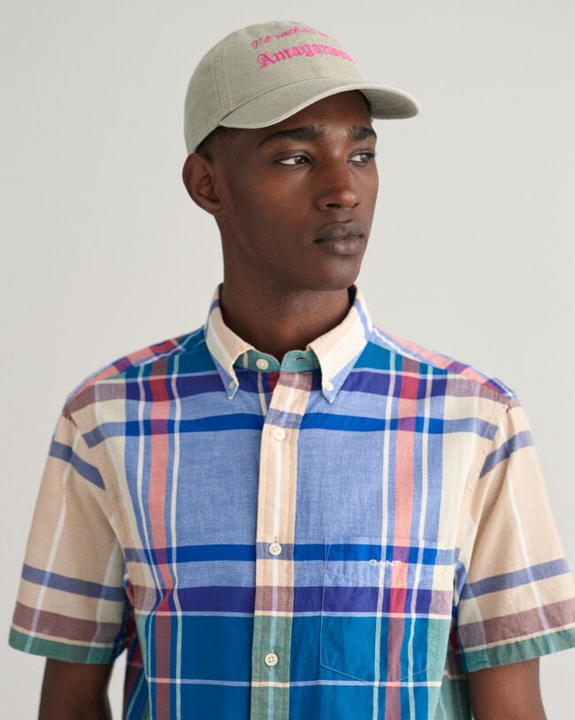 Regular fit kort&aelig;rmet skjorte af indisk madras