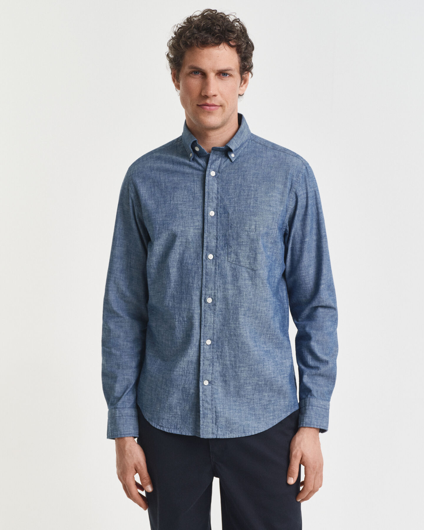 Regular fit indigo chambray skjorte