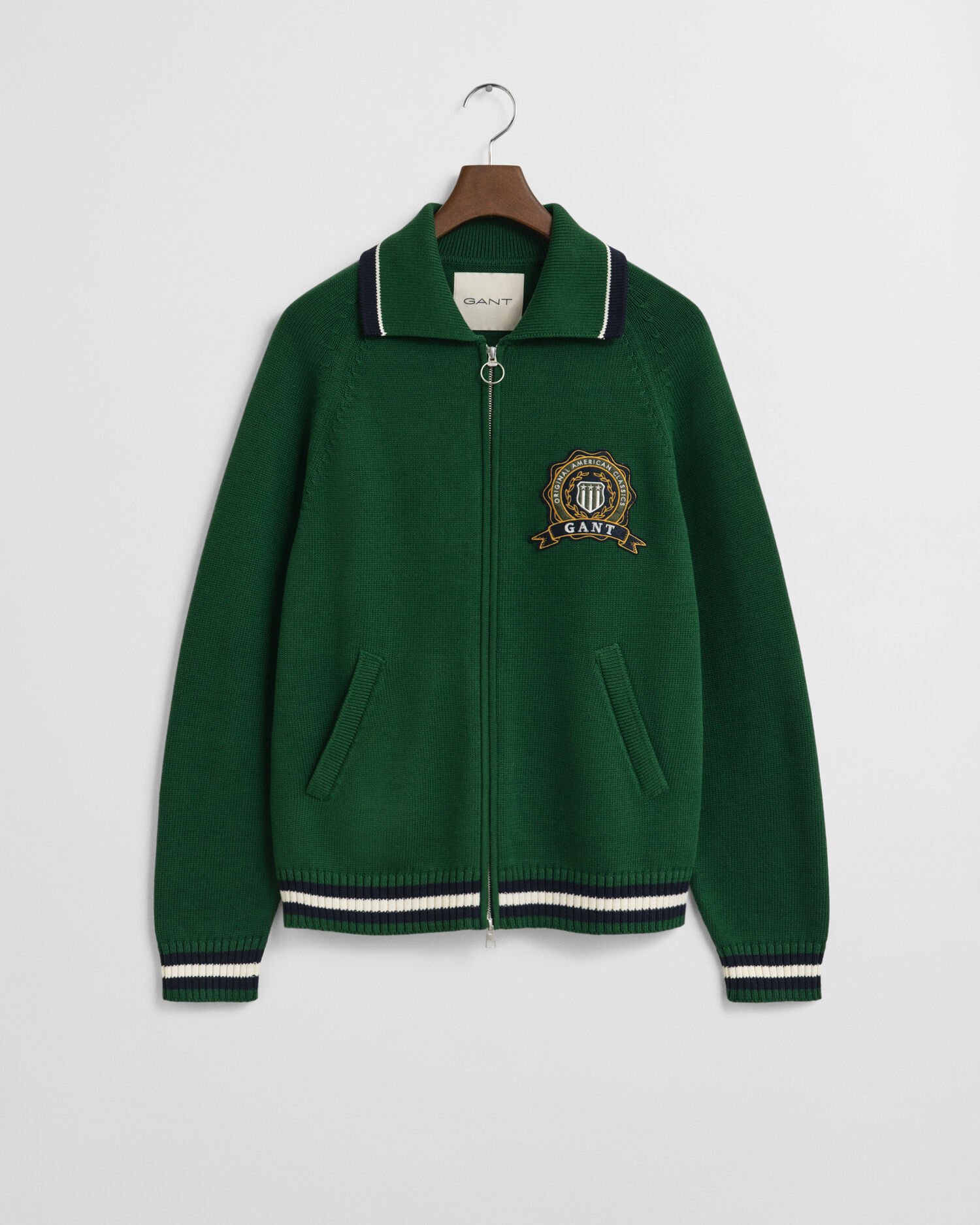 Cardigan med GANT 1949-grafik og lynlås